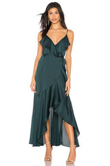 Shona Joy Luxe Bias frill wrap dress | Emerald