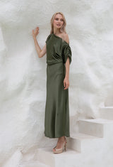 Natasha Gan Larisa Maxi Dress | Khaki Satin