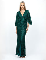 Bariano Cape Gown | Emerald