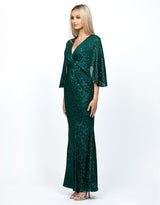 Bariano Cape Gown | Emerald