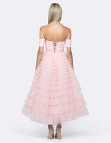 Bariano Theodora Off Shoulder Tea Length Midi Dress