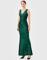 Bariano Paislee Sequin Maxi Emerald