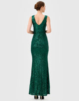 Bariano Paislee Sequin Maxi Emerald