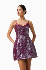 CURAAE Verdita Sequin Mini Dress | Burgundy