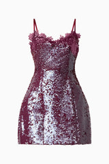 CURAAE Verdita Sequin Mini Dress | Burgundy