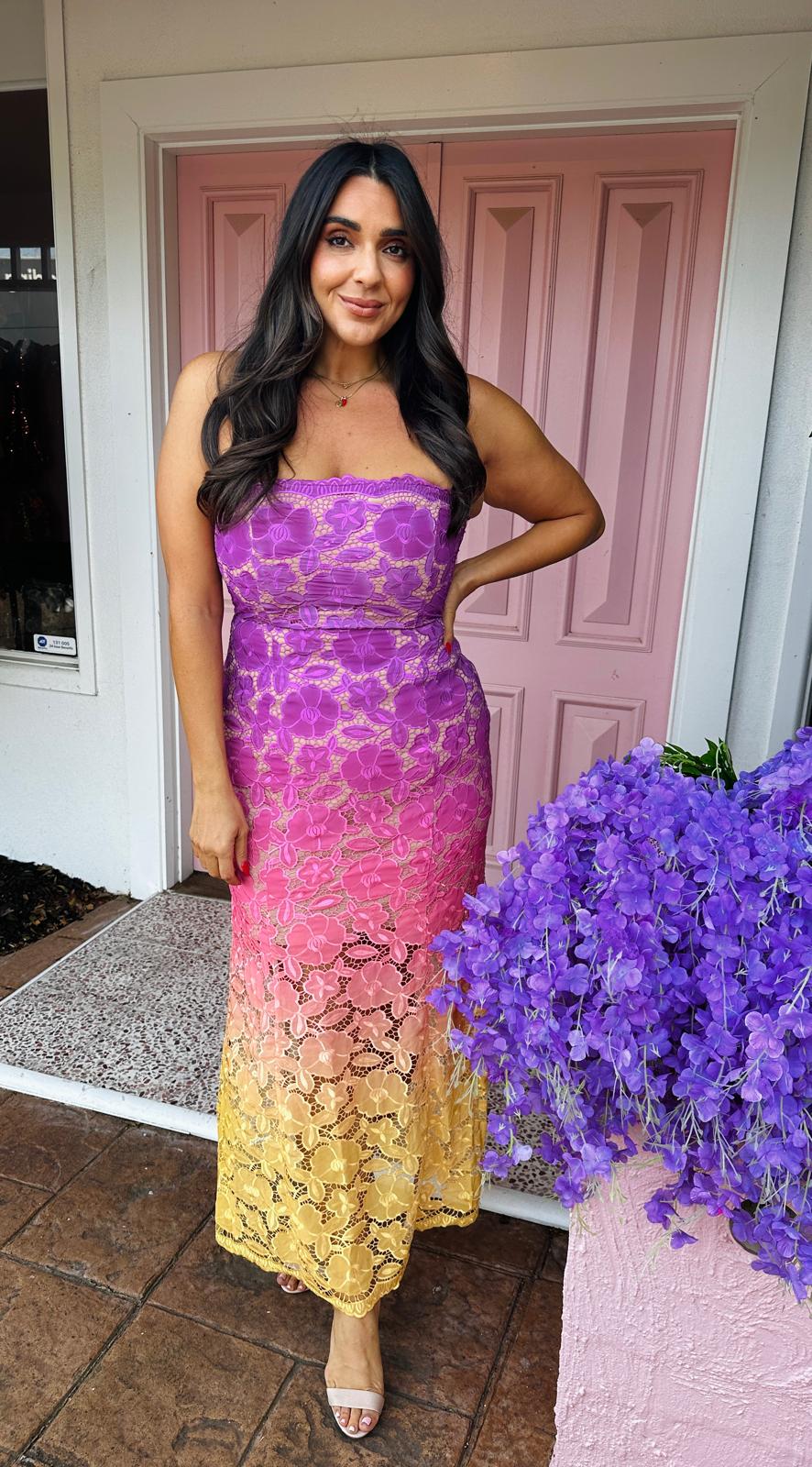 Elliatt Mesmerizing Ombre Lace Maxi Dress In Multi the style squad Elliatt Mesmerizing Ombre Lace Maxi Dress In Multi the style squad