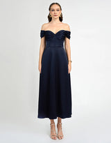 Bariano Josie Off The Shoulder A Line Maxi | Navy