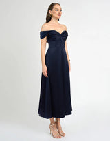 Bariano Josie Off The Shoulder A Line Maxi | Navy