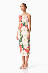 Elliatt Solara Strapless Midi Dress | Pink Floral