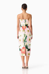 Elliatt Solara Strapless Midi Dress | Pink Floral