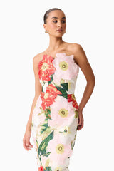 Elliatt Solara Strapless Midi Dress | Pink Floral