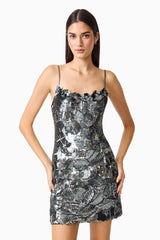 Titania Party Mini Dress | Deep Silver