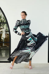 Mackenzie Mode Zig Zag Silk Maxi