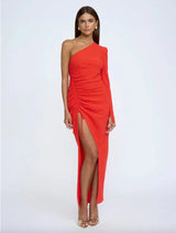 By Johnny Serefina Asymmetric Gather Midi Dress