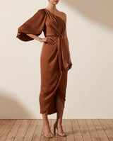 Shona Joy Luxe Tie Front One Shoulder Dress