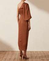 Shona Joy Luxe Tie Front One Shoulder Dress