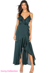 Shona Joy Luxe Bias frill wrap dress | Emerald