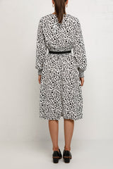 Izzi Long Sleeve Leopard Print Midi Dress