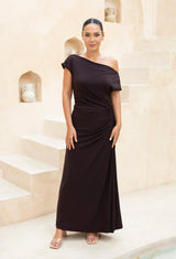 Natasha Gan Ellie Glamour Slinky Knit Dress | Chocolate
