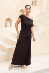 Natasha Gan Ellie Glamour Slinky Knit Dress | Chocolate