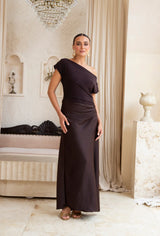 Natasha Gan Lulu Glamour Dress | Chocolate | Stretch Crepe