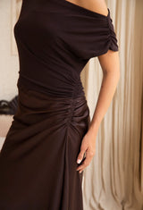 Natasha Gan Lulu Glamour Dress | Chocolate | Stretch Crepe