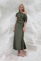 Natasha Gan Larisa Maxi Dress | Khaki Satin