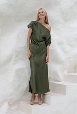 Natasha Gan Larisa Maxi Dress | Khaki Satin
