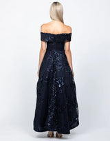 Bariano Jesse Off Shoulder Mesh Ballgown