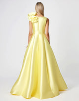 Bariano Mirella V Neck Ruffle Gown