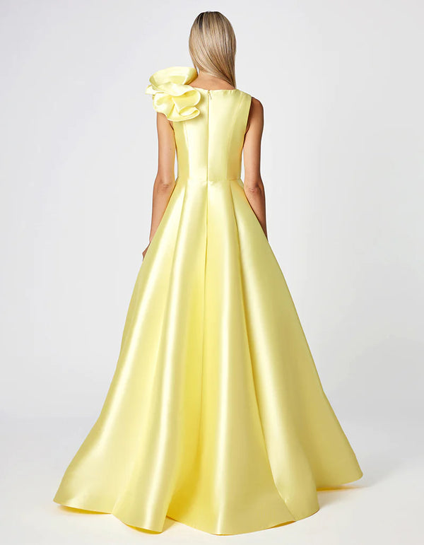 Bariano Mirella V Neck Ruffle Gown