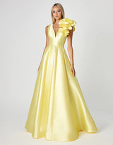 Bariano Mirella V Neck Ruffle Gown