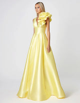 Bariano Mirella V Neck Ruffle Gown