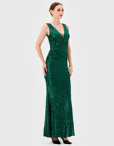Bariano Paislee Sequin Maxi Emerald