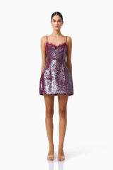 CURAAE Verdita Sequin Mini Dress | Burgundy