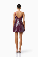 CURAAE Verdita Sequin Mini Dress | Burgundy