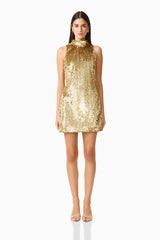 Mercelline Embellished Mini Dress | Gold