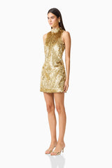 Mercelline Embellished Mini Dress | Gold
