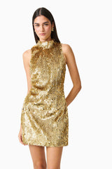 Mercelline Embellished Mini Dress | Gold
