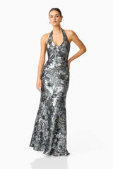 Elliatt Titania Halter Gown | Deep Silver