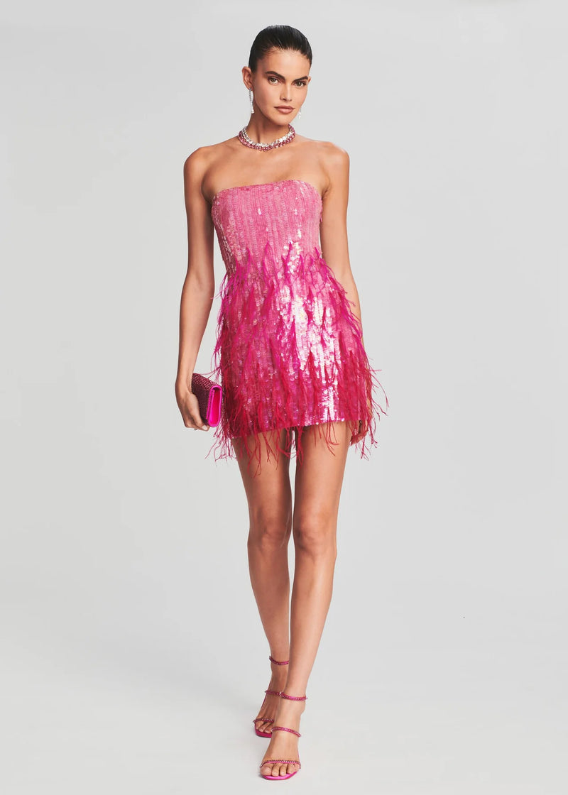 Retrofete Anastacia Sequin Feather Mini Dress