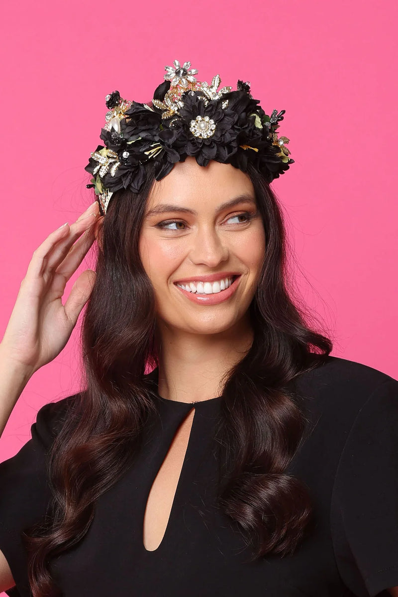 Morgan and Taylor Violet Headpiece in Black