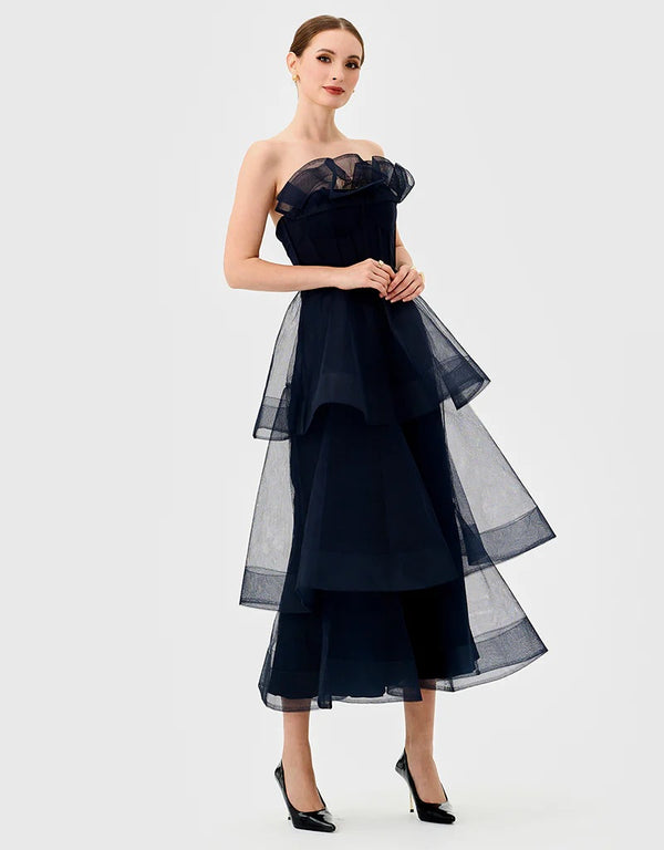 Bariano Mae Tiered Ruffle Midi