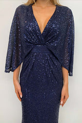 Bariano Cape Gown | Navy