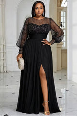 Sequin Chiffon Maxi Dresses | Black