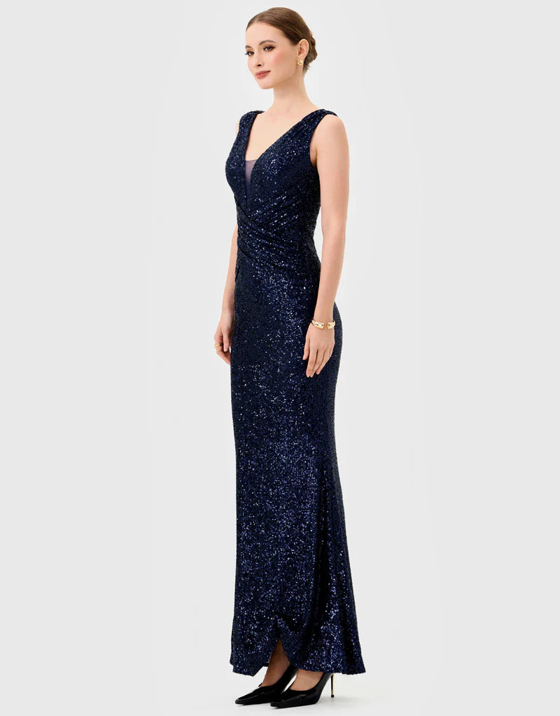 Bariano Paislee Sequin Maxi Navy