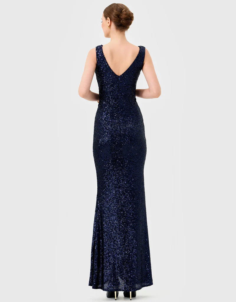 Bariano Paislee Sequin Maxi Navy