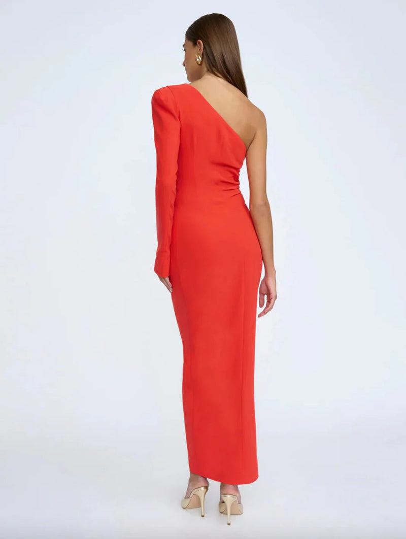 By Johnny Serefina Asymmetric Gather Midi Dress