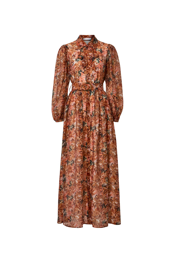 Sofia Irina Maxi Shirt Dress | Orange Print