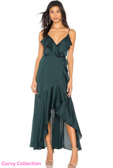 Shona Joy  Luxe Bias frill wrap dress | Emerald